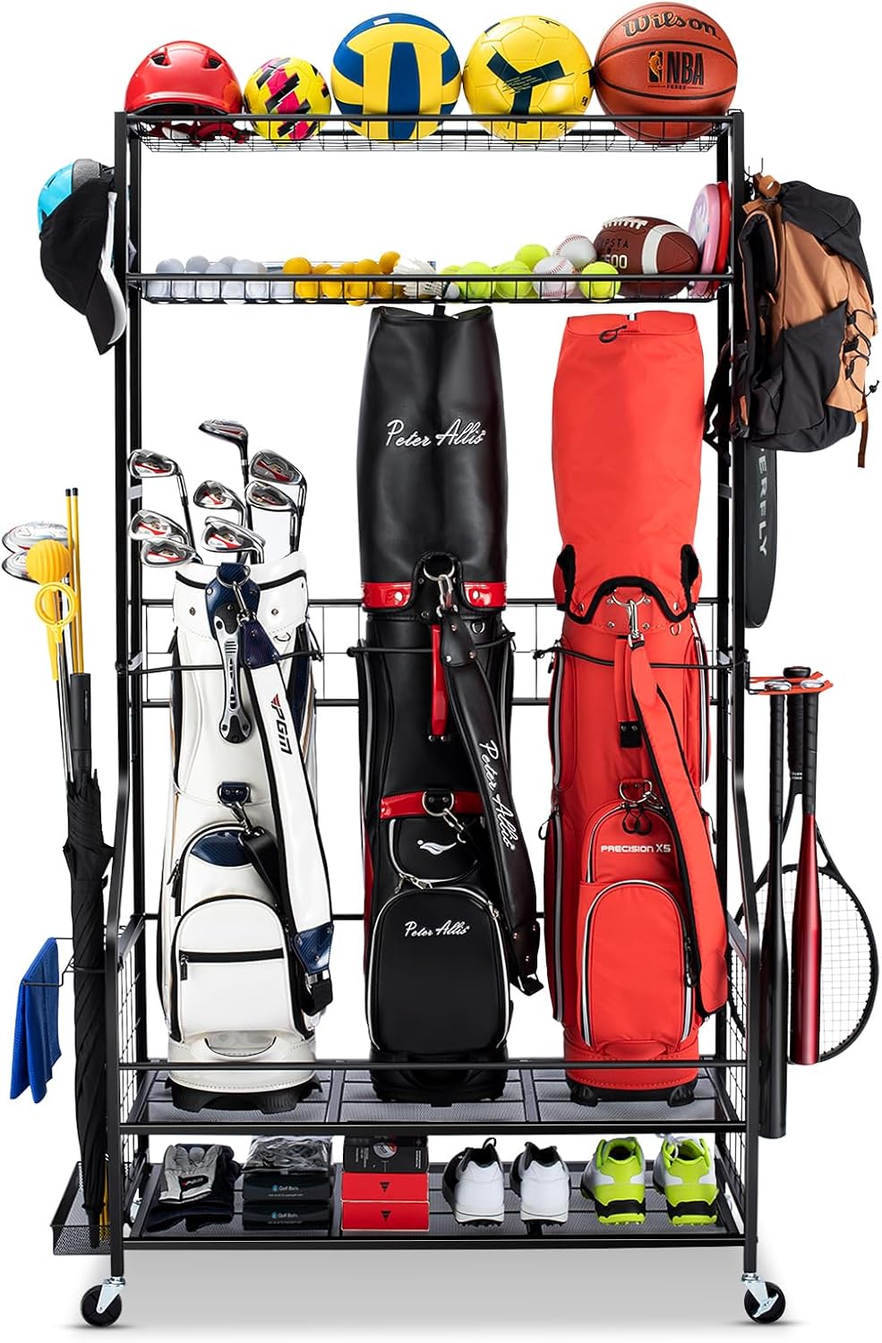 Golf Equipment Organizer For Garage - 골프백 보관 정리대, 헤비듀티 차고 장비
