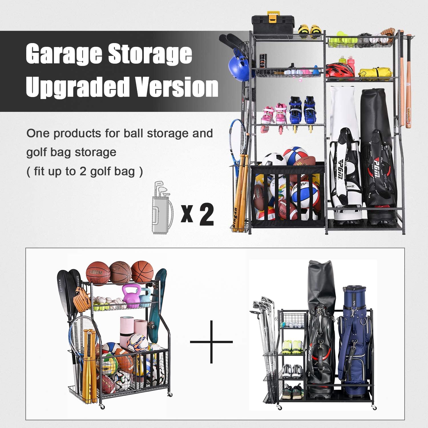 차고 스포츠 장비 보관 스탠드, 골프백 2개 정리대,  - Golf Equipment Organizer For Garage 리뷰 및 가격