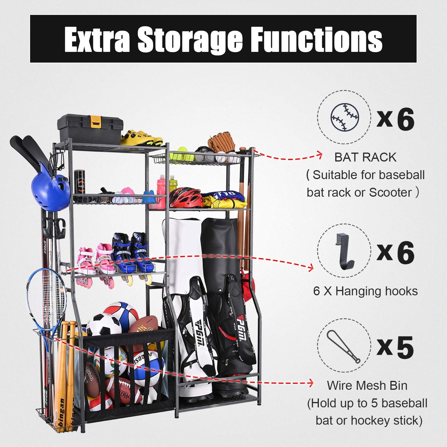 차고 스포츠 장비 보관 스탠드, 골프백 2개 정리대,  - Golf Equipment Organizer For Garage 리뷰 및 가격