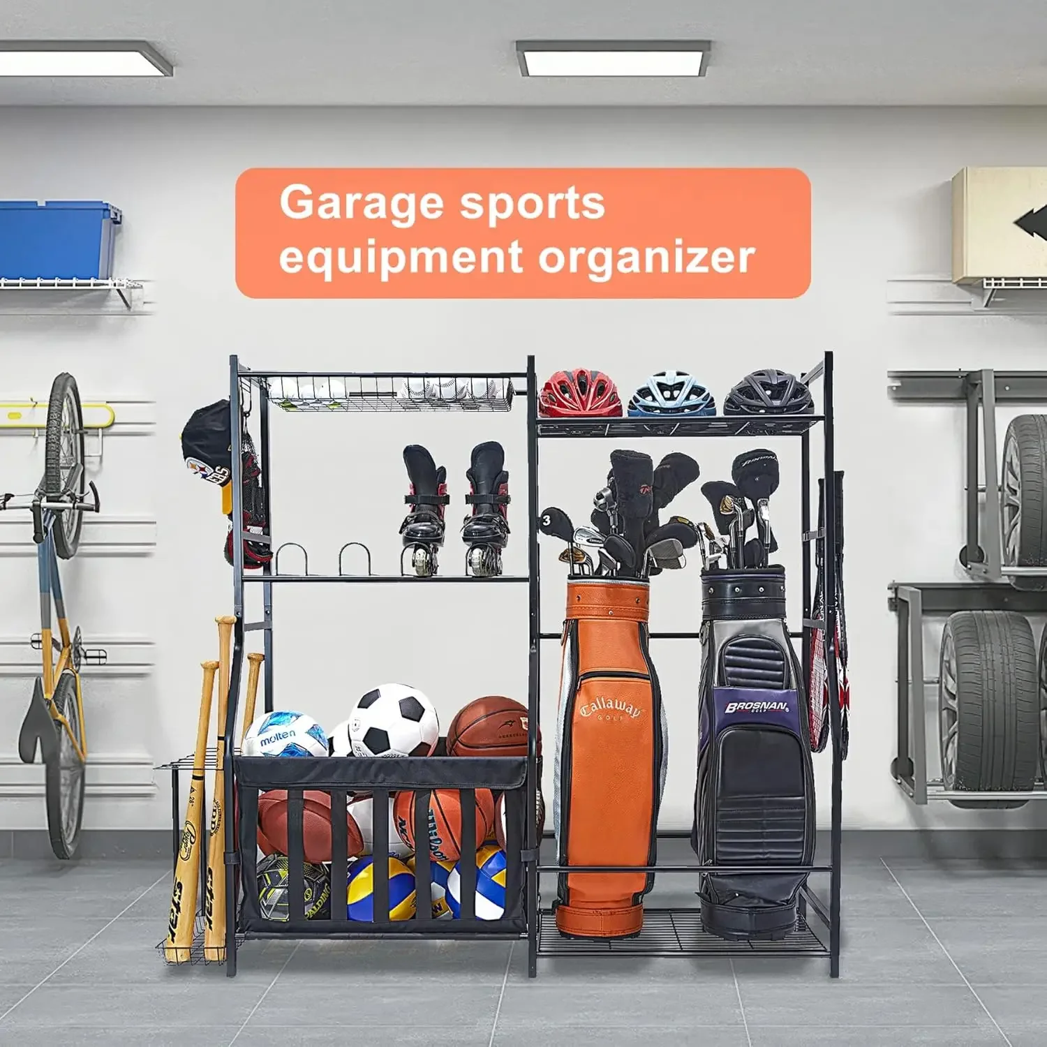 차고 스포츠 용품 정리함 골프백 스탠드 볼 보관 랙 실 - Golf Equipment Organizer For Garage 리뷰 및 가격