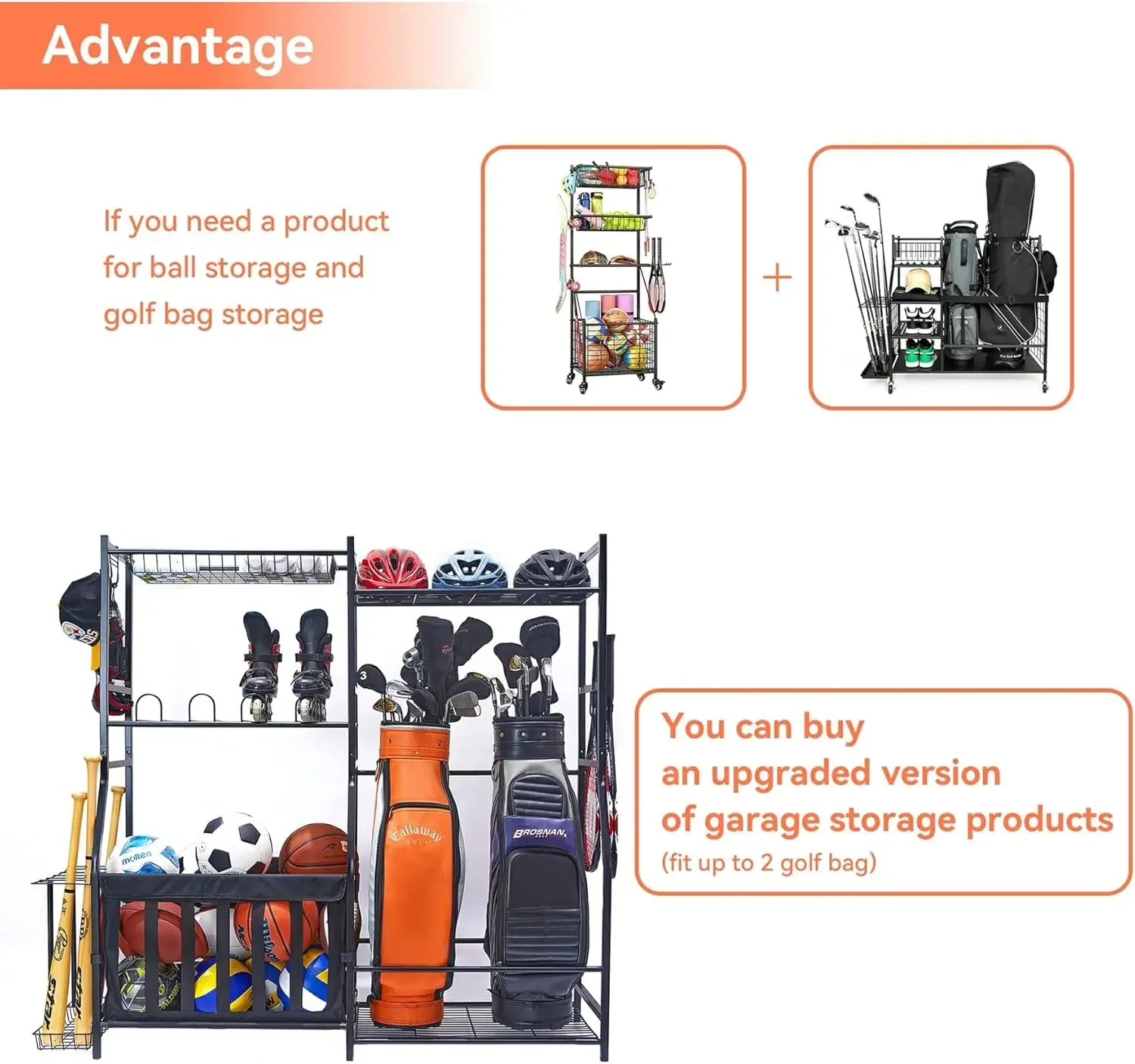 차고 스포츠 용품 정리함 골프백 스탠드 볼 보관 랙 실 - Golf Equipment Organizer For Garage 리뷰 및 가격