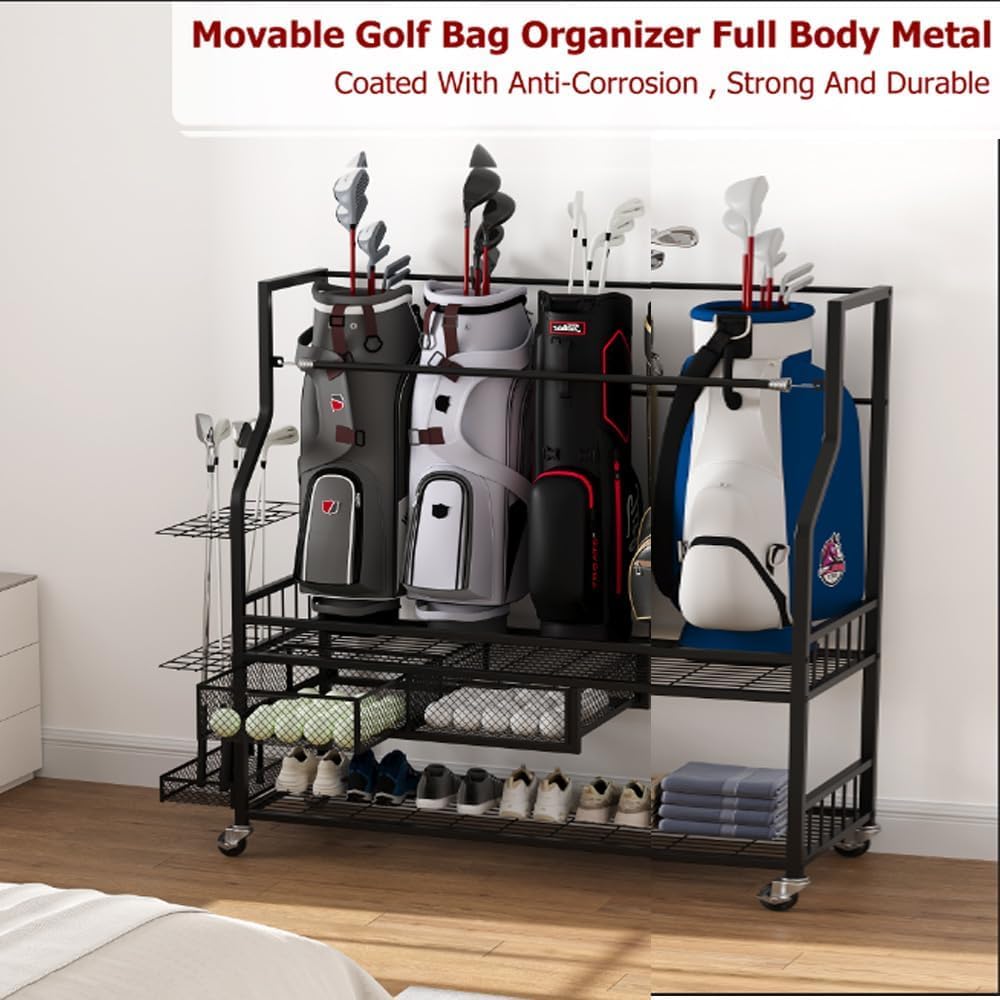 골프백 보관용 차고 정리대(서랍 포함), 5개의 가방  - Golf Equipment Organizer For Garage 리뷰 및 가격